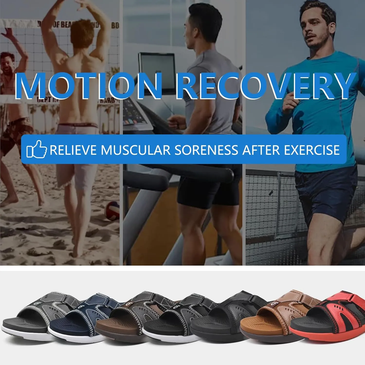 COFACE Mens Sport Recovery Sandals Plantar Fasciitis Soft Cushion Lightweight Orthotic Slides for Men