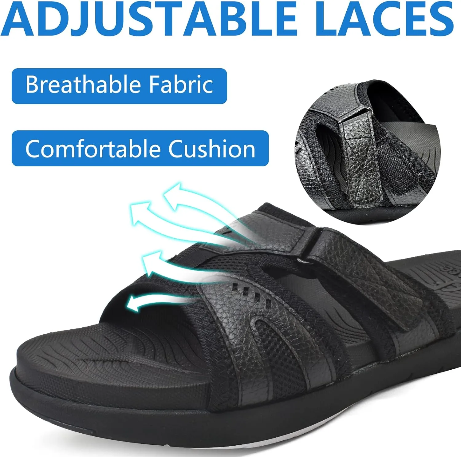 COFACE Mens Sport Recovery Sandals Plantar Fasciitis Soft Cushion Lightweight Orthotic Slides for Men