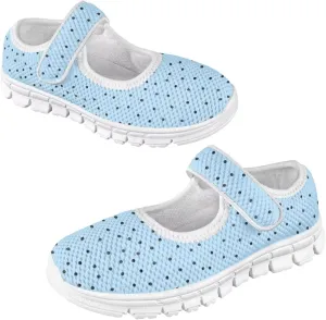 Colorful Dots Print Mary Jane Shoes for Girls Toddler Dress Shoes Breathable Flat Sneakers for Kids,Size 11-2