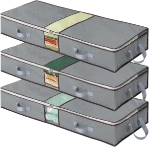combocube Jumbo Zippered Storage Bins, Under Bed Storage Organizers for King Comforter, pillow, quilt, bedding, Clothes, Blanket with Large Clear Window & Carry Handles Space Saver