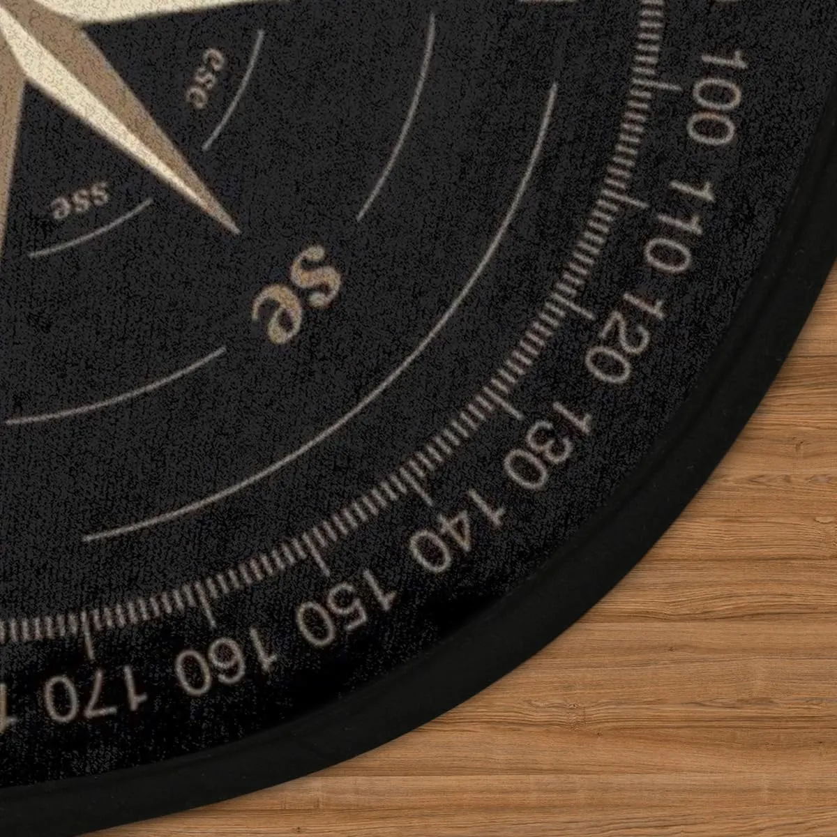Compass Rose Round Area Rug, Artwork Black Non-Slip Circle Rug for Bedroom Living Room Outdoor Study Playing Floor Mat Carpet, 3' Diameter