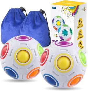 Coogam Rainbow Puzzle Ball Pack with Pouch Color-Matching Game Toy Stress Reliever Magic Ball Brain Teaser for Kids and Adults, Children, Boy, Girl Holiday Set of 2
