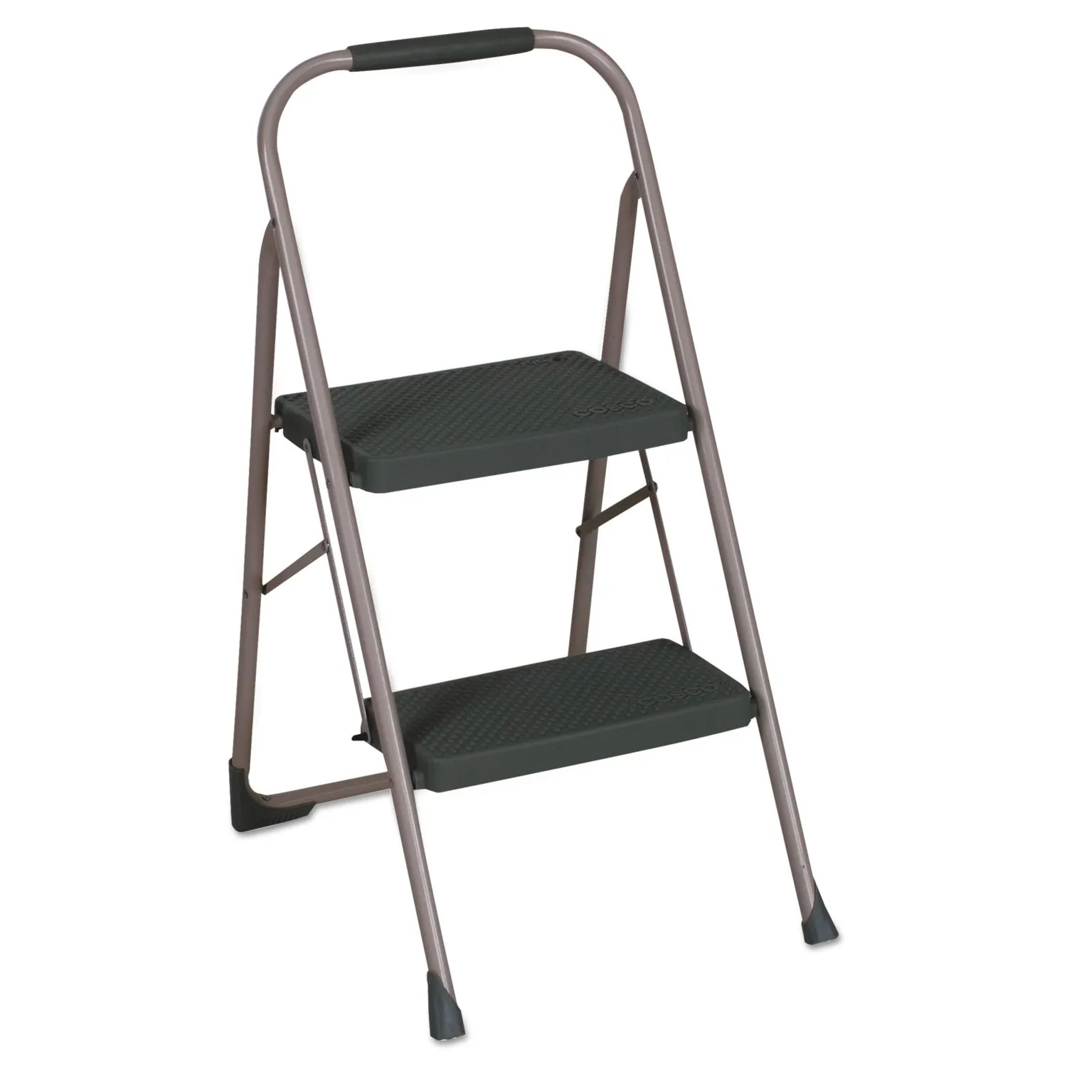 Cosco® Big Step Folding Stool, 2-Step, 200 lb Capacity, 20.5" Working Height, 22" Spread, Black/Gray