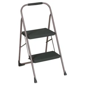 Cosco® Big Step Folding Stool, 2-Step, 200 lb Capacity, 20.5" Working Height, 22" Spread, Black/Gray