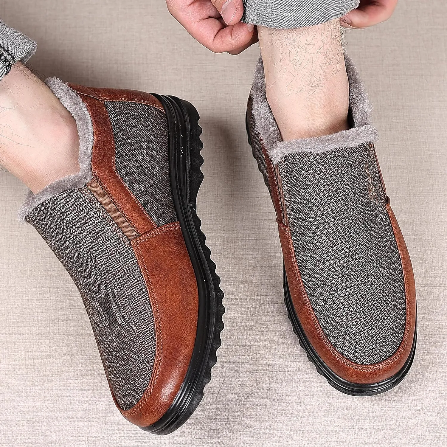 COSIDRAM Mens Casual Loafers Shoes Ankle High Lightweight Moccasins for Adult Male