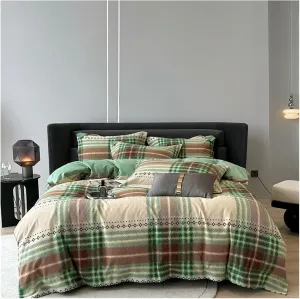 Cotton bed linen Geometric plaid bed cover full set Quilt duvet cover double bed sheets set Comforter bedding set pillowcase,Bedding Duvet Cover Set(B,Twin)