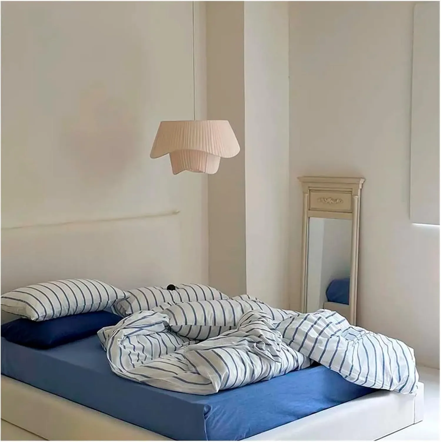 Cotton Duvet Cover Set Yarn Dyed Vertical Striped Bedding Comforter Cover Bed Sheet Pillowcases Washed Breathable Bedding(B,Twin)