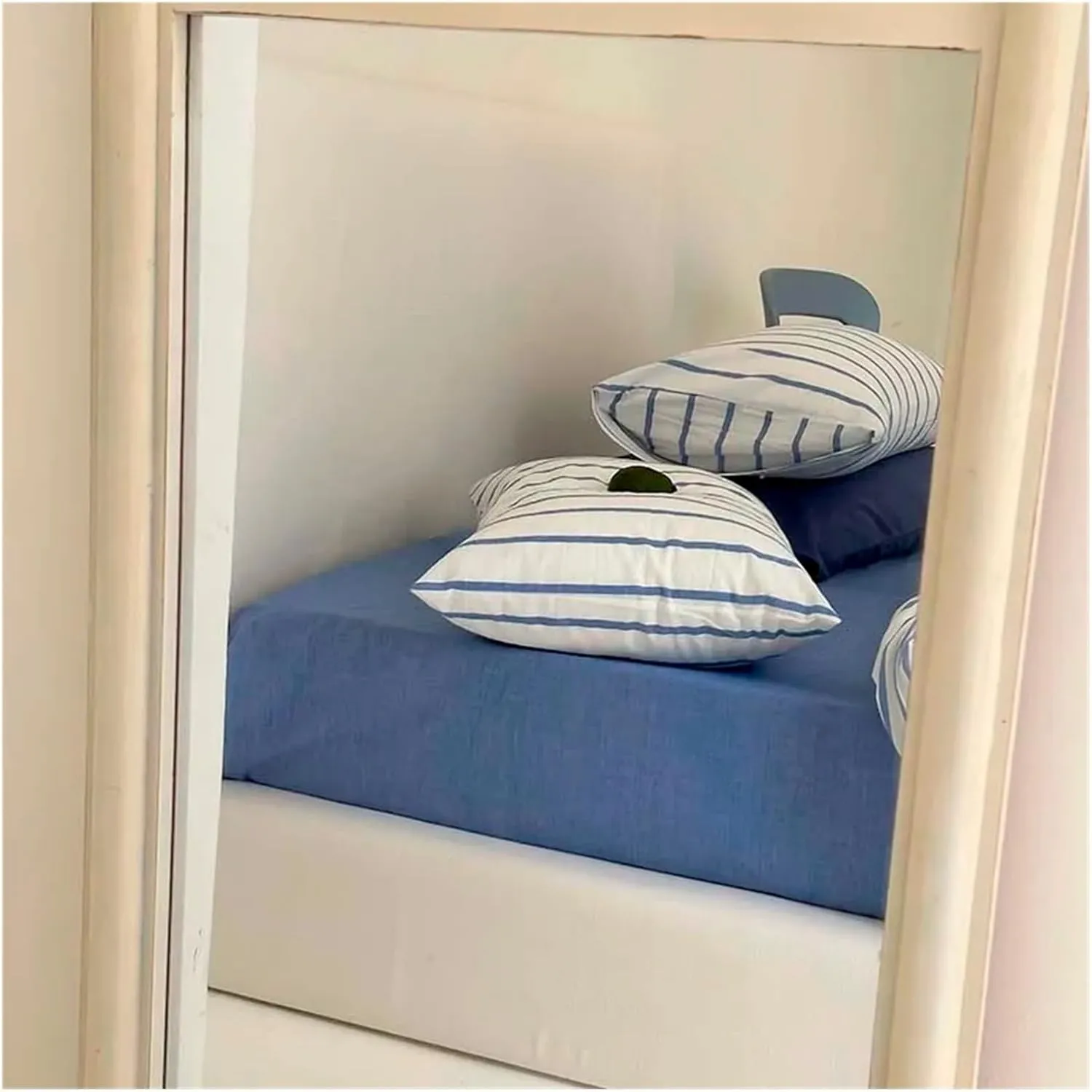 Cotton Duvet Cover Set Yarn Dyed Vertical Striped Bedding Comforter Cover Bed Sheet Pillowcases Washed Breathable Bedding(B,Twin)