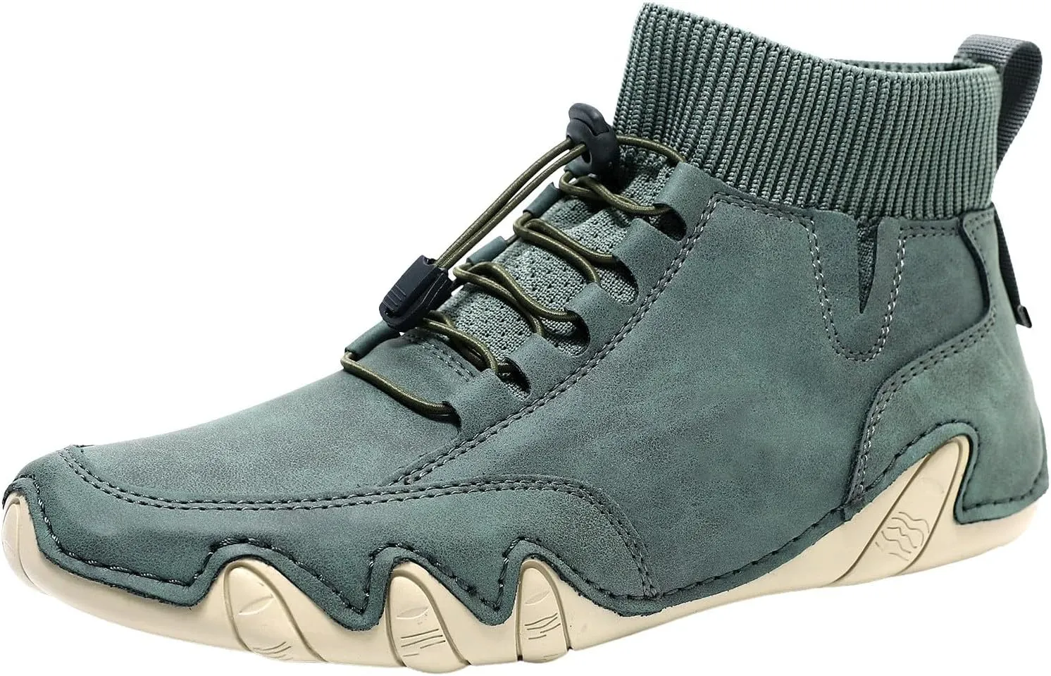 Couple's High Top Casual Shoes Casual Leather Water Proof Boots Splicing Leather Shoes Soft Soled Semi Casual Shoes Men
