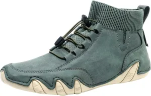 Couple's High Top Casual Shoes Casual Leather Water Proof Boots Splicing Leather Shoes Soft Soled Semi Casual Shoes Men