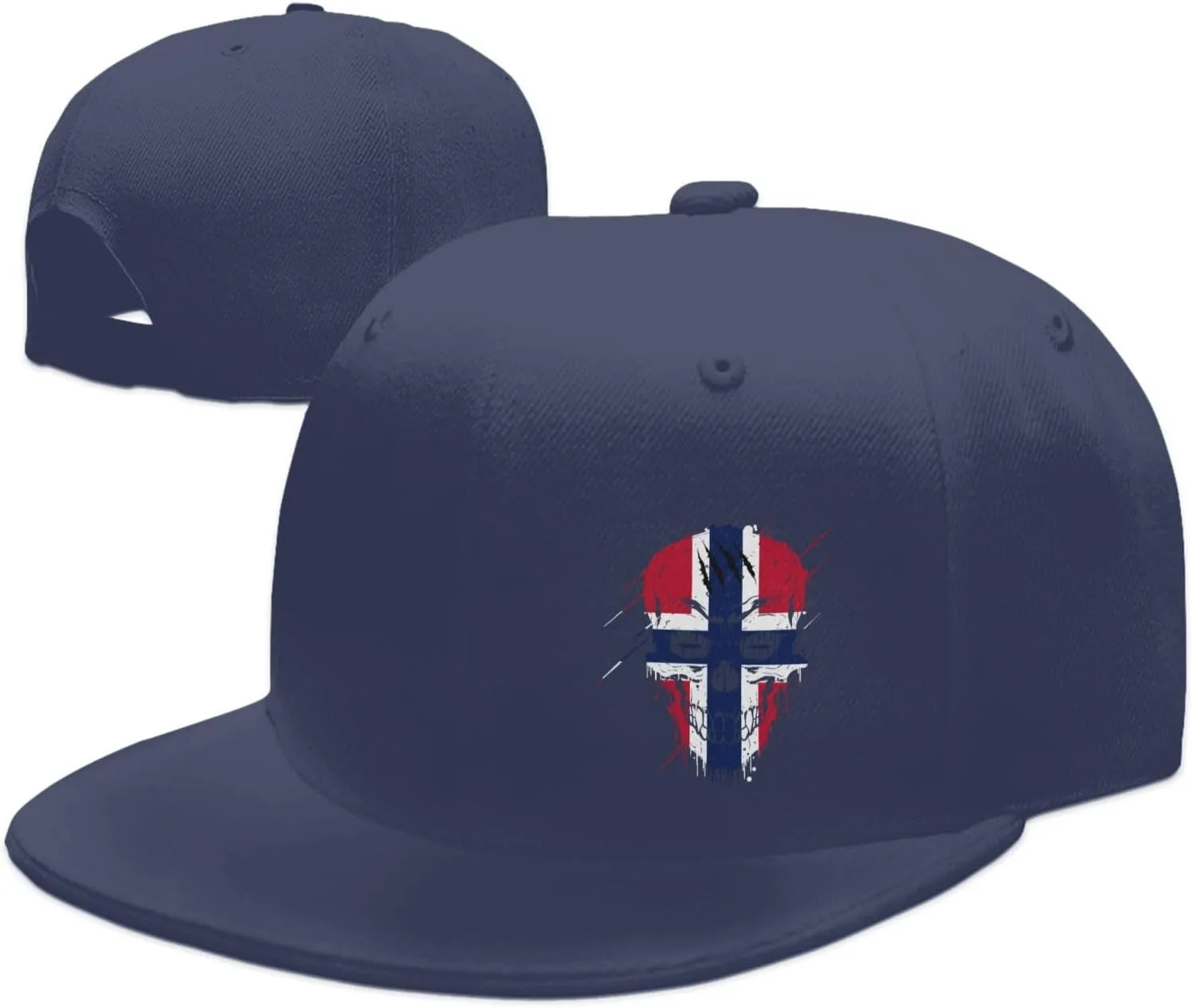 Creative Norway Patriot Skull National Flag Snapback Hats for Men Women Baseball Cap Flat Bill Brim Hat
