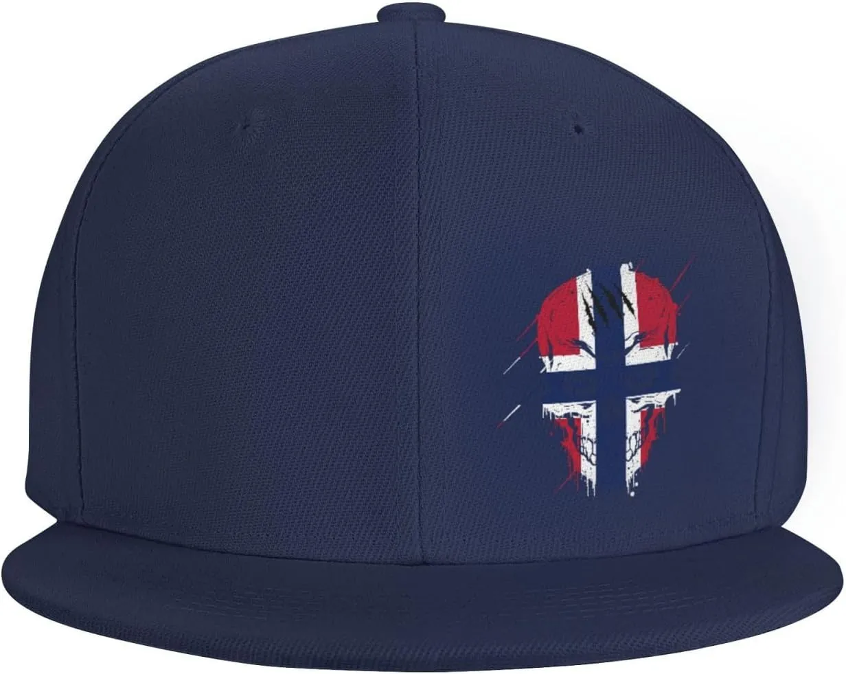 Creative Norway Patriot Skull National Flag Snapback Hats for Men Women Baseball Cap Flat Bill Brim Hat