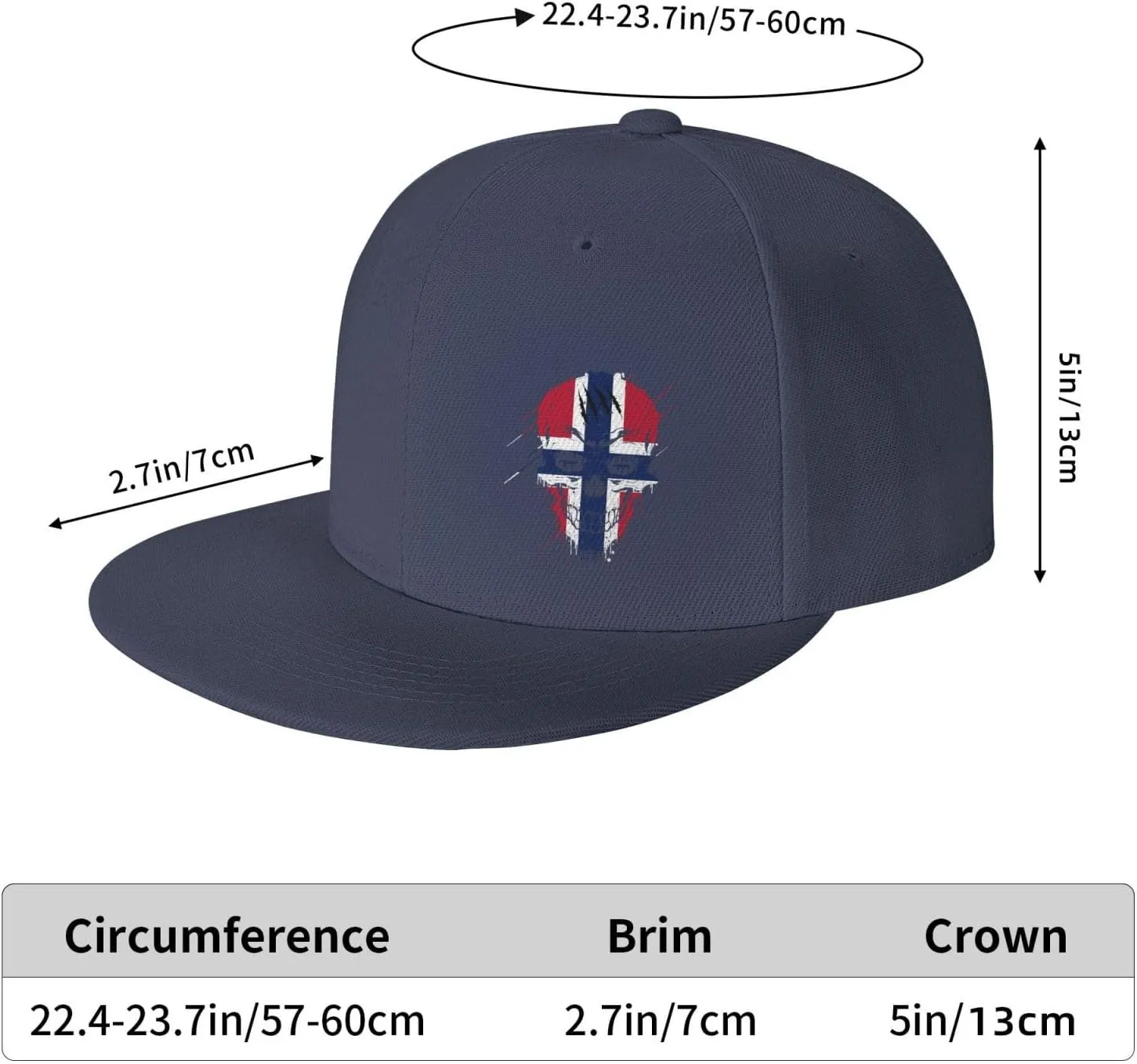 Creative Norway Patriot Skull National Flag Snapback Hats for Men Women Baseball Cap Flat Bill Brim Hat