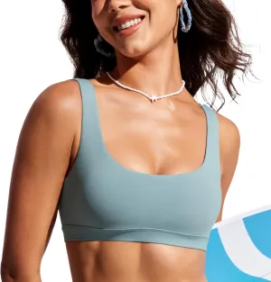 CRZ YOGA Womens Scoop Neck Bikini Tops Wide Straps U Back Bathing Suit Swimsuit Push Up Padded Sports Bra
