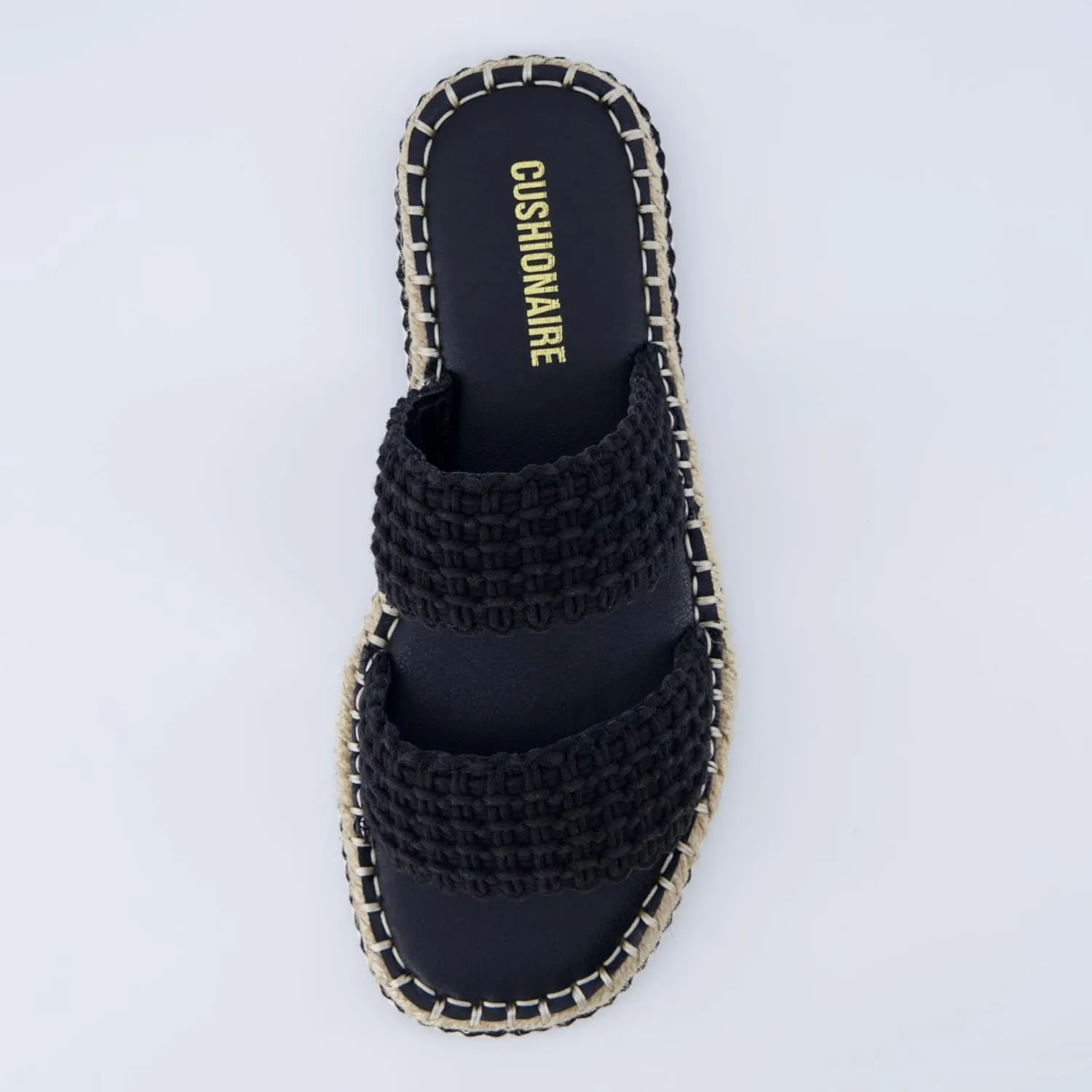 CUSHIONAIRE Bhendi Women’s Espadrille Slide Sandal – Faux Leather Double Strap with Jute-Wrapped Sole & Cushioned Footbed