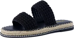 CUSHIONAIRE Bhendi Women’s Espadrille Slide Sandal – Faux Leather Double Strap with Jute-Wrapped Sole & Cushioned Footbed