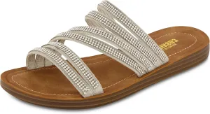 CUSHIONAIRE Women's Anabel rhinestone slide sandal  Memory Foam