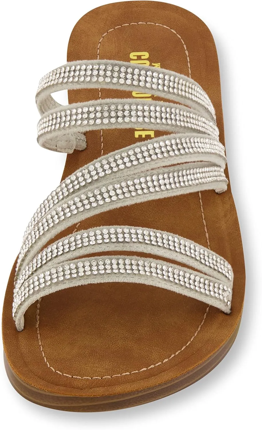 CUSHIONAIRE Women's Anabel rhinestone slide sandal  Memory Foam