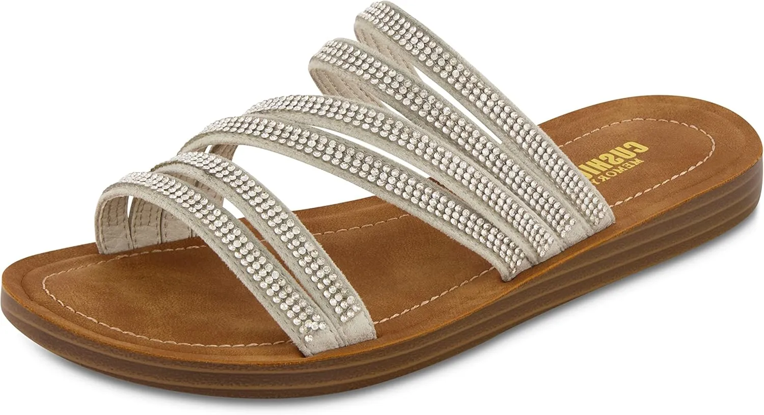 CUSHIONAIRE Women's Anabel rhinestone slide sandal  Memory Foam