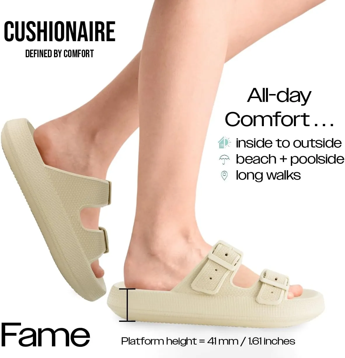 CUSHIONAIRE Women's Fame recovery cloud slide with  Comfort
