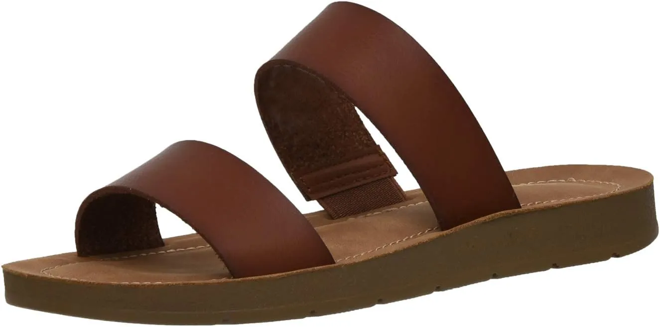 CUSHIONAIRE Women's Imelda 2 band slide sandal  Memory Foam