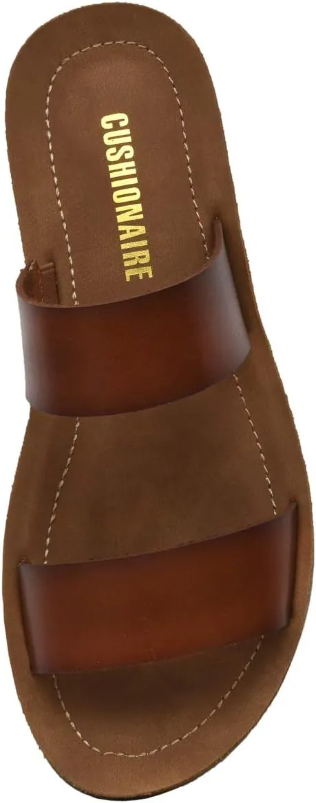 CUSHIONAIRE Women's Imelda 2 band slide sandal  Memory Foam