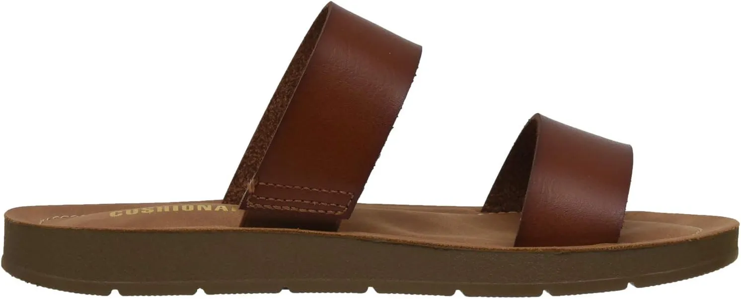 CUSHIONAIRE Women's Imelda 2 band slide sandal  Memory Foam