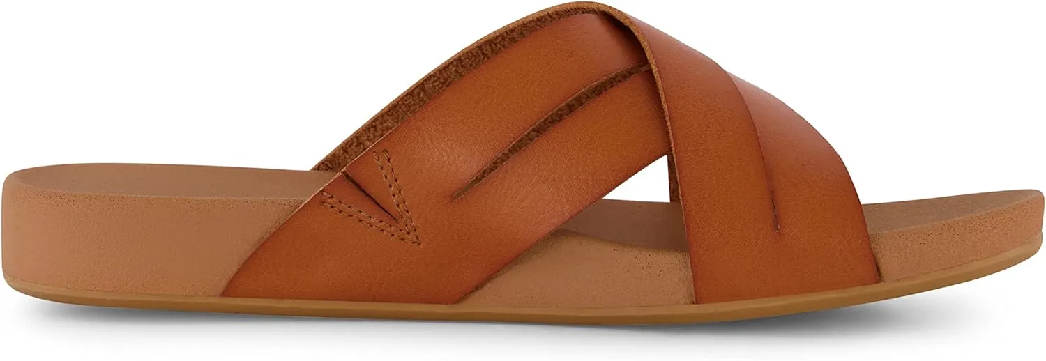CUSHIONAIRE Women's Jackie cross band footbed slide sandal  Comfort Foam