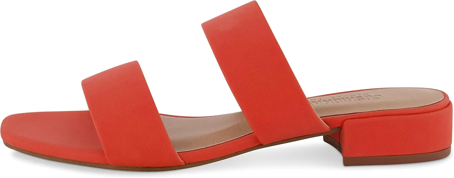 CUSHIONAIRE Women's Nolita two band low block heel slide sandal  Memory Foam and Wide Widths Available