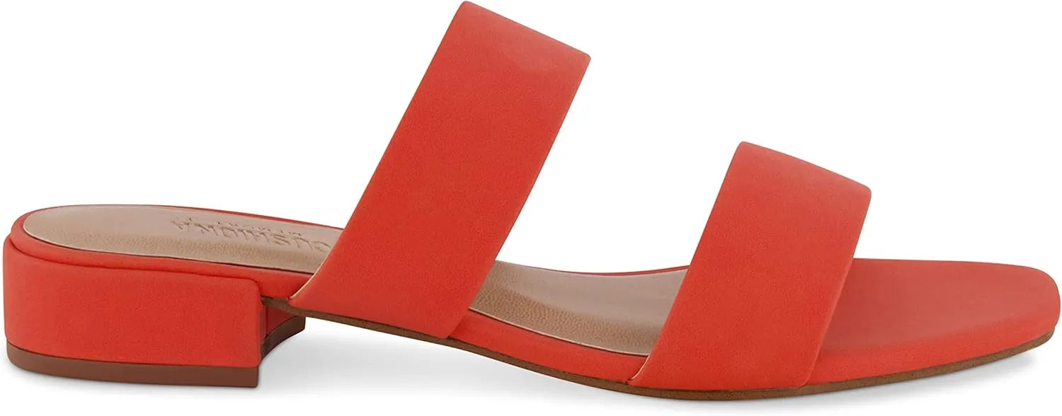 CUSHIONAIRE Women's Nolita two band low block heel slide sandal  Memory Foam and Wide Widths Available