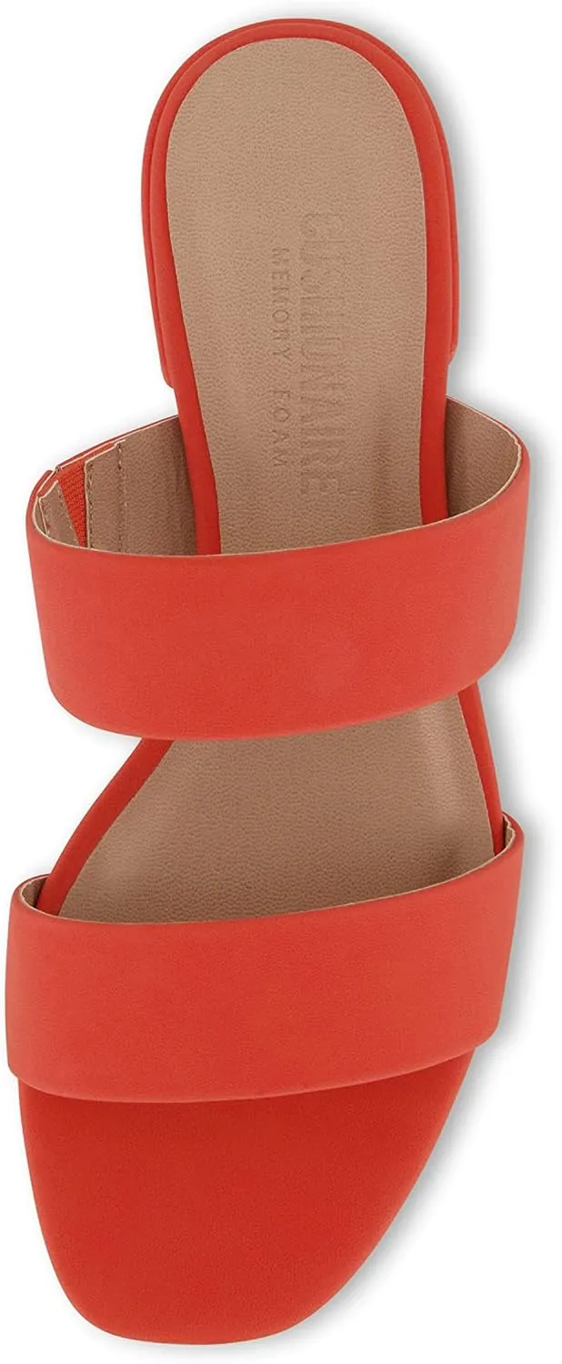 CUSHIONAIRE Women's Nolita two band low block heel slide sandal  Memory Foam and Wide Widths Available