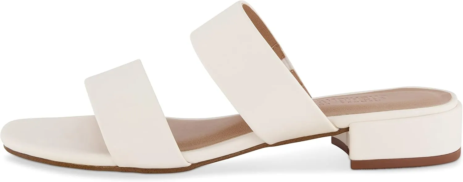 CUSHIONAIRE Women's Nolita two band low block heel slide sandal  Memory Foam and Wide Widths Available