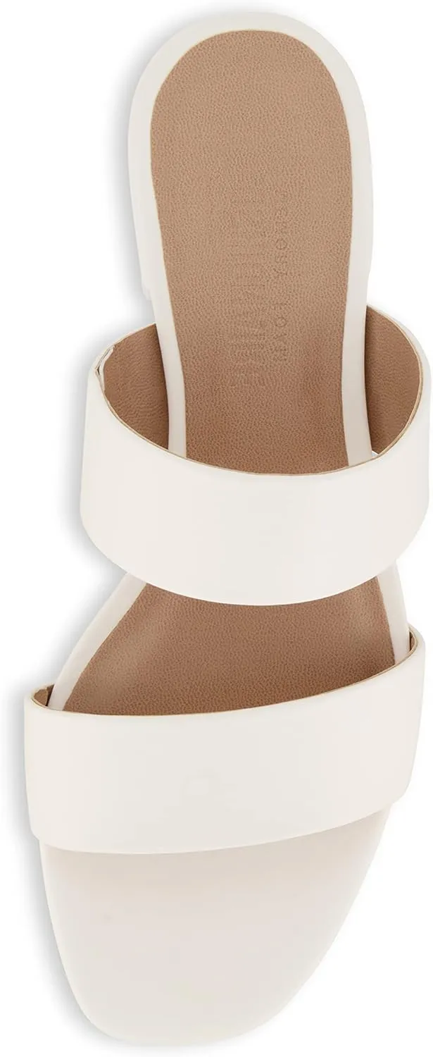 CUSHIONAIRE Women's Nolita two band low block heel slide sandal  Memory Foam and Wide Widths Available