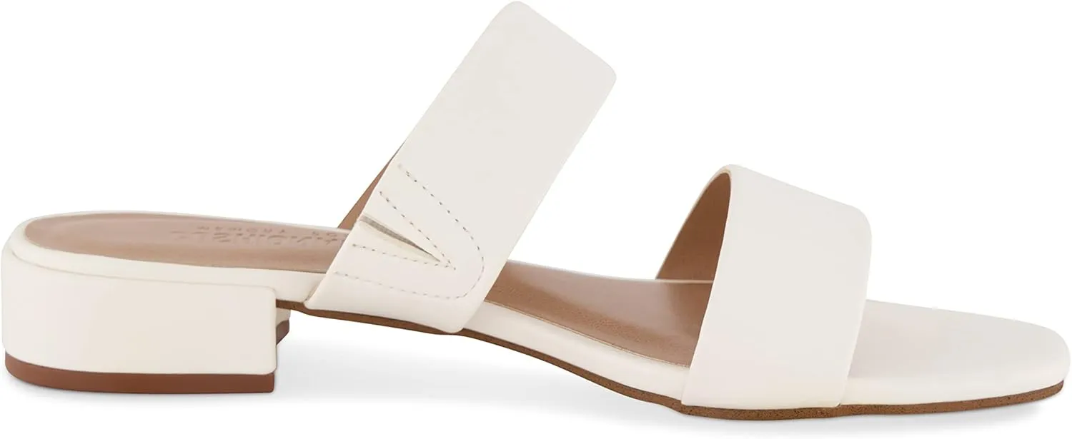 CUSHIONAIRE Women's Nolita two band low block heel slide sandal  Memory Foam and Wide Widths Available