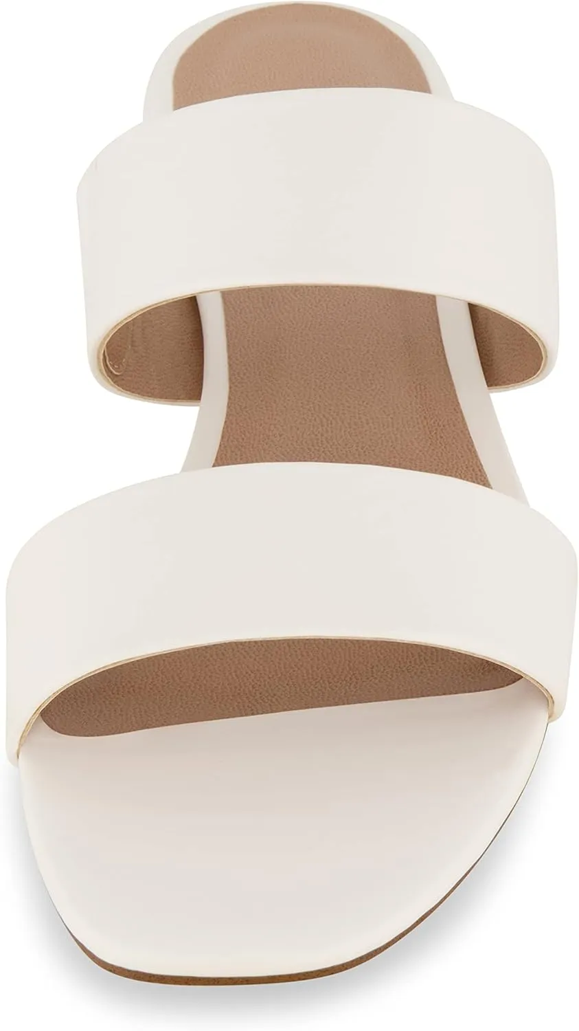 CUSHIONAIRE Women's Nolita two band low block heel slide sandal  Memory Foam and Wide Widths Available