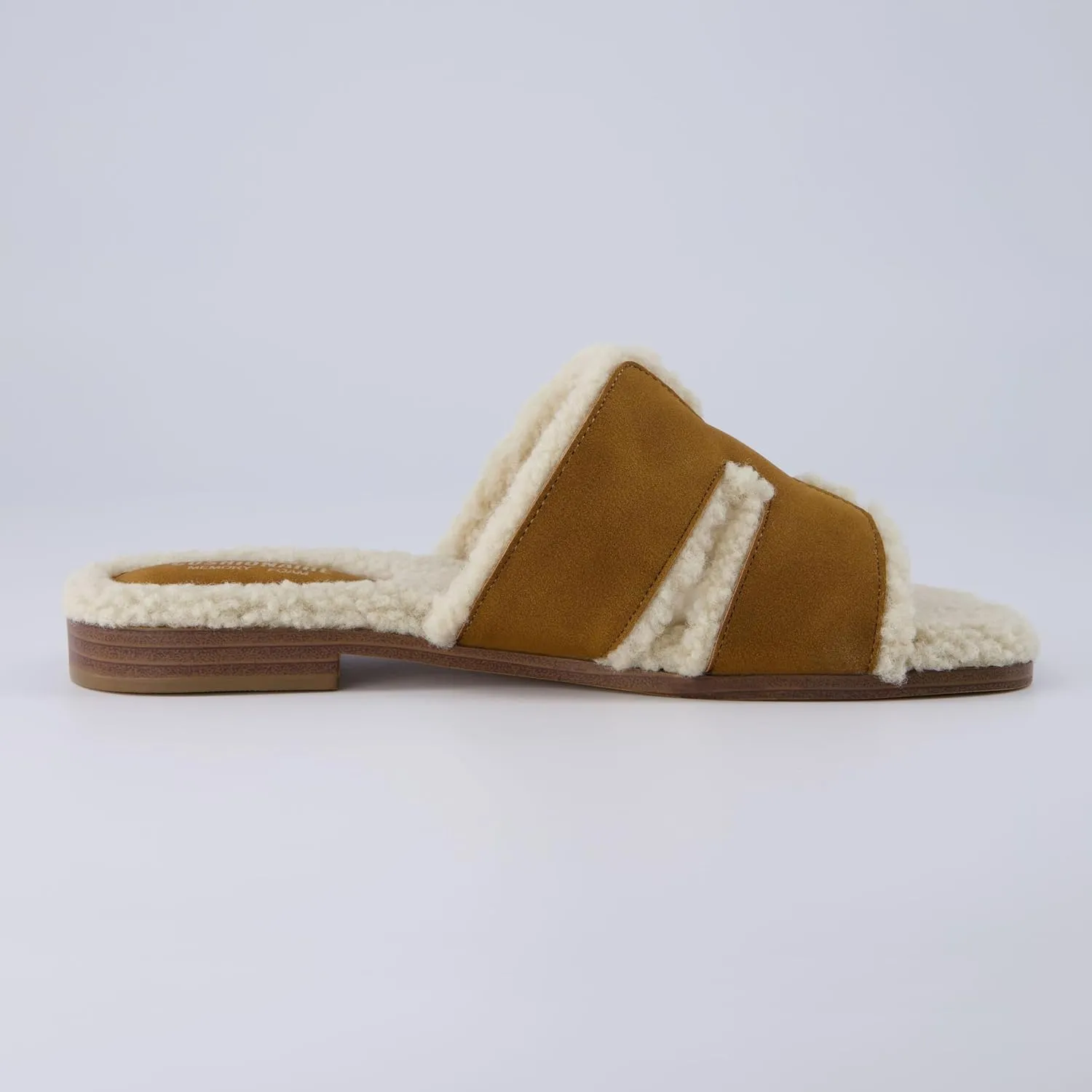 CUSHIONAIRE Women's Voyage Fur Faux Shearling lined slide sandal  Memory Foam, Wide Widths Available