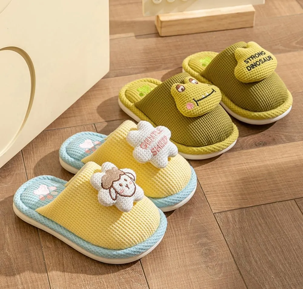 Cute Toddler Slippers Cartoon Animals Design House Shoes for Girls Boys Winter Warm Anti-slip Shoes 2024