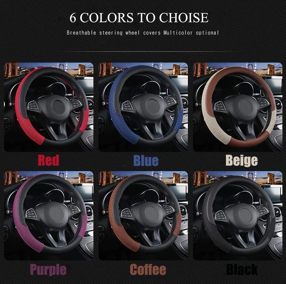 Cxtiy Premium Ice Silk Steering Wheel Cover - Soft, Breathable, and Anti-Slip for Ultimate Comfort and Style Universal Fit Most of Cars SUV Auto Vehicle (C-Coffee)