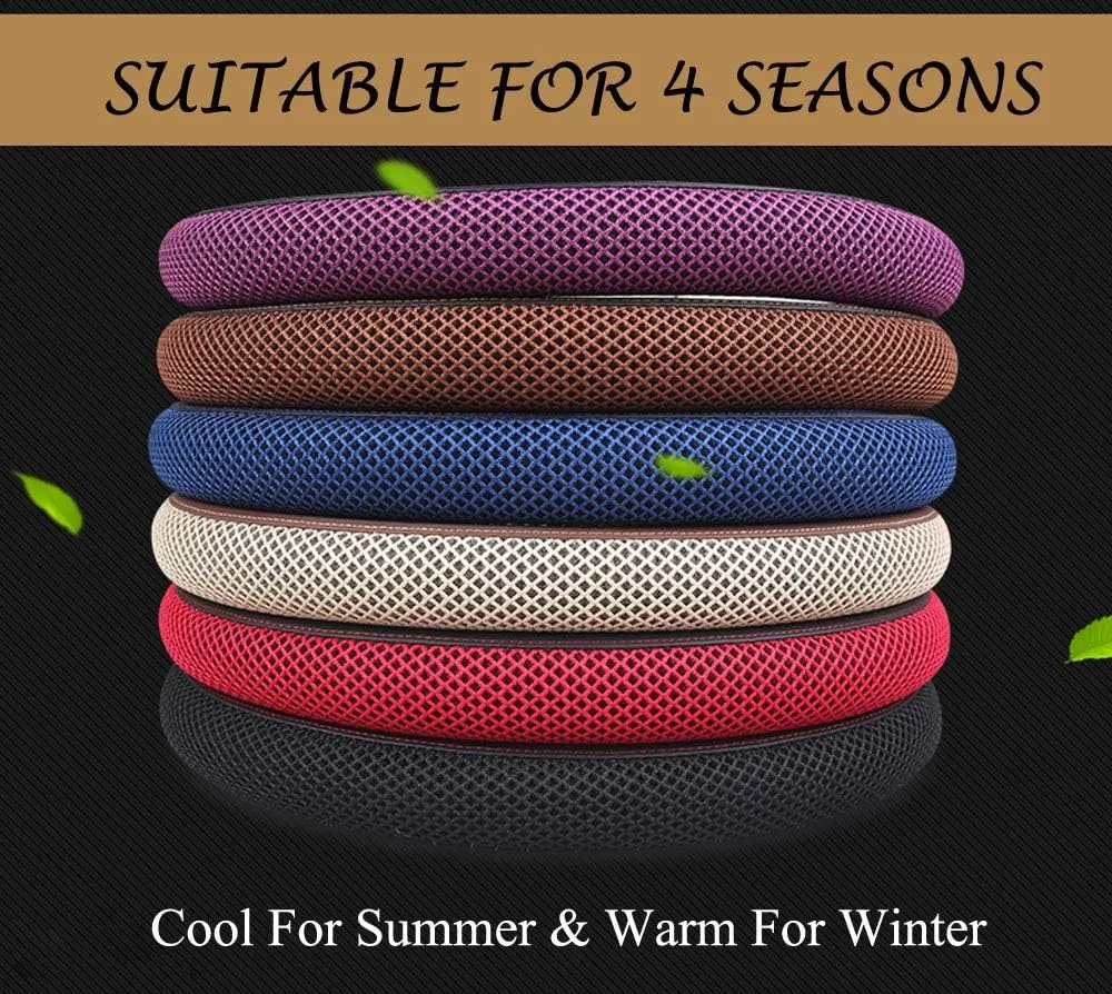 Cxtiy Premium Ice Silk Steering Wheel Cover - Soft, Breathable, and Anti-Slip for Ultimate Comfort and Style Universal Fit Most of Cars SUV Auto Vehicle (C-Coffee)