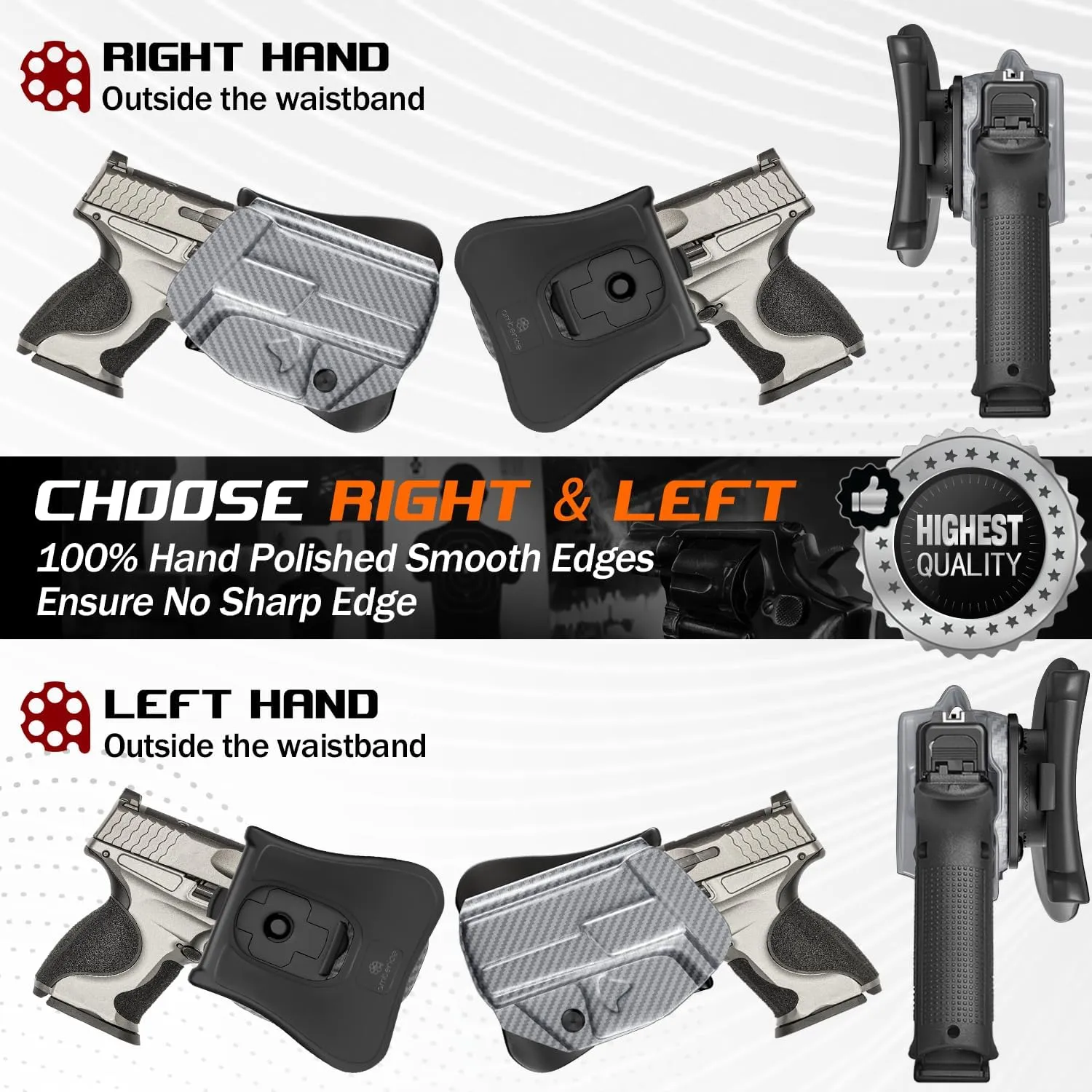 CZ P10C Holster IWB & OWB KYDEX Holster Fit: CZ P-10 C Pistol – Inside Waistband Concealed Carry – Adjustable Cant & 'Posi-Click' Retention – No Wear - No Jitter - Made in USA