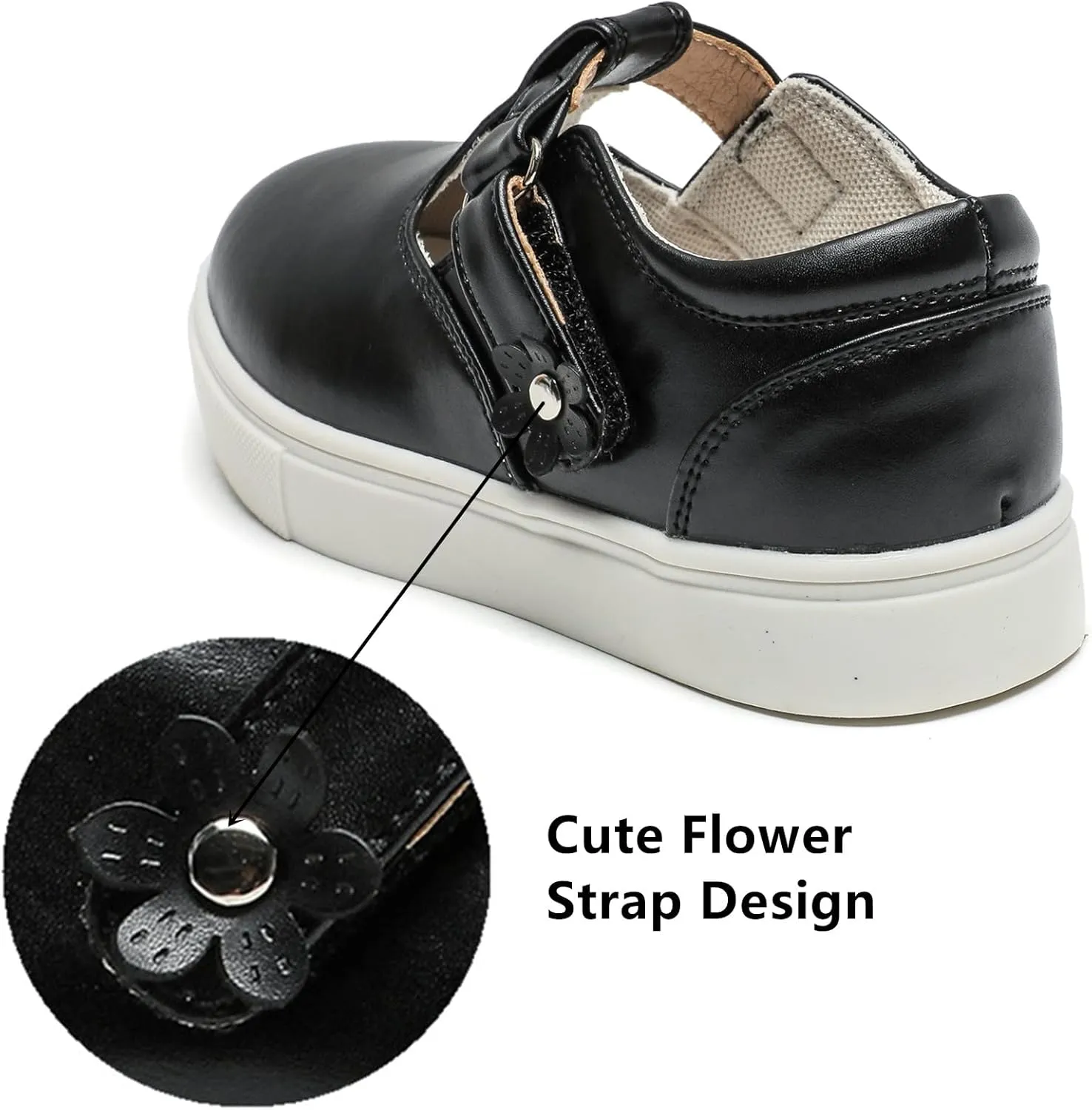 DADAWEN Girls Cute Mary Jane Flats School Uniform Shoes Comfort Sneakers (Toddler/Little Kid/Big Kid)
