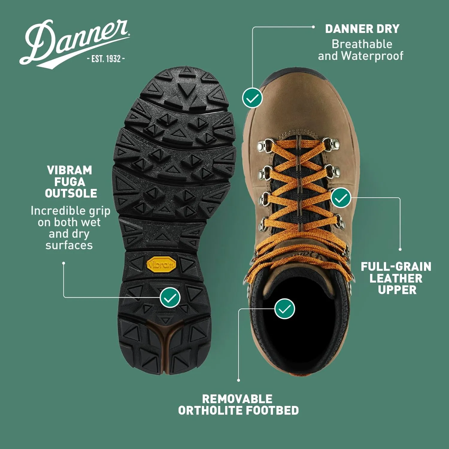 Danner Mountain 600 Waterproof Hiking Boots for Men - Lightweight, Durable Upper, Breathable Lining, Triple-Density Footbed & Vibram Traction Outsole