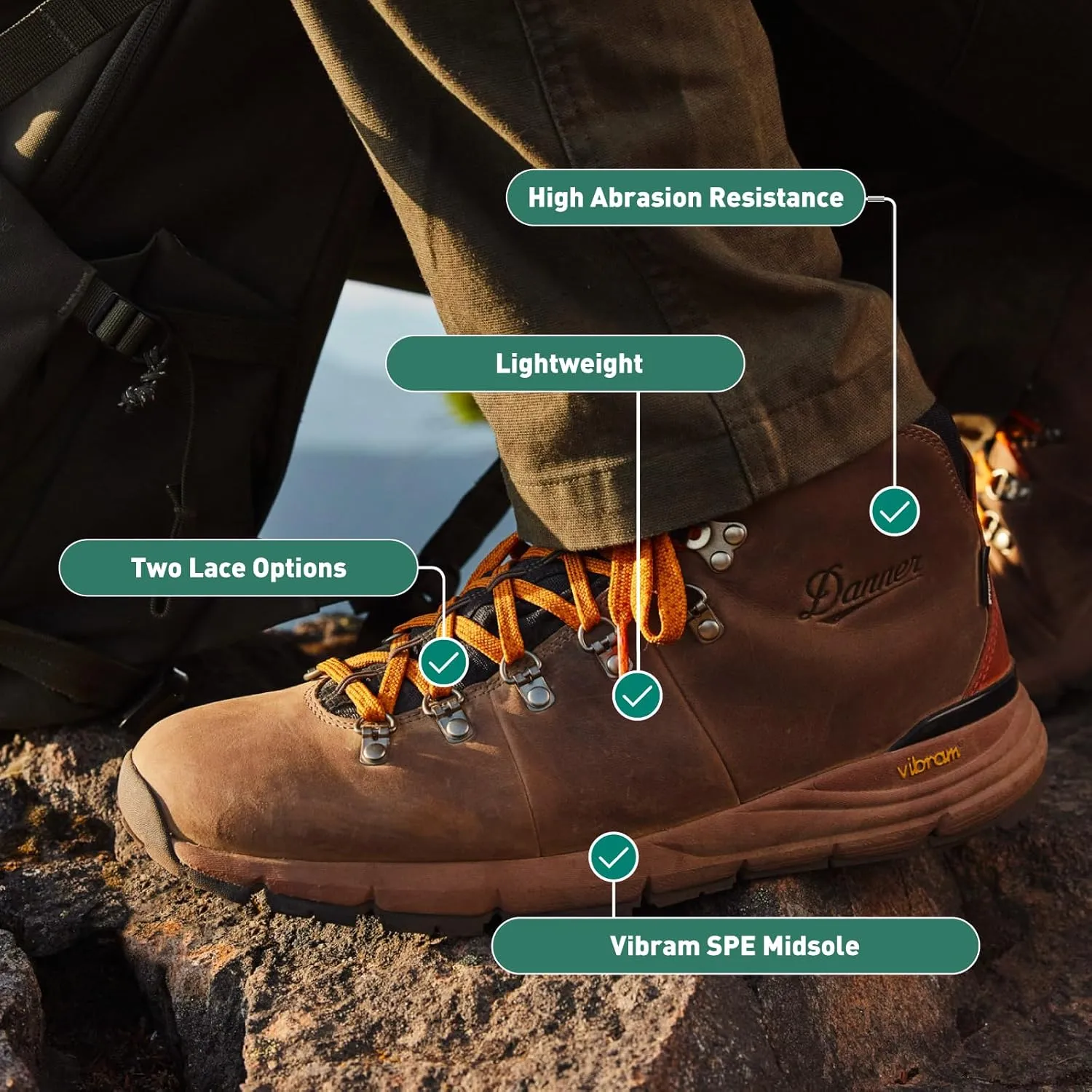 Danner Mountain 600 Waterproof Hiking Boots for Men - Lightweight, Durable Upper, Breathable Lining, Triple-Density Footbed & Vibram Traction Outsole