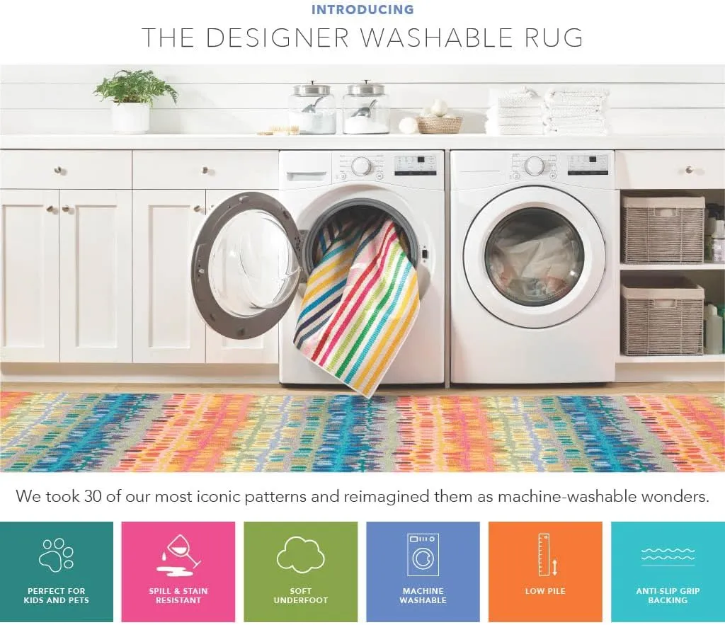 Dash & Albert x Frances Valentine Firenze Multi Machine Washable Rug, 5 X 8 Feet, Multi Geometric Pattern