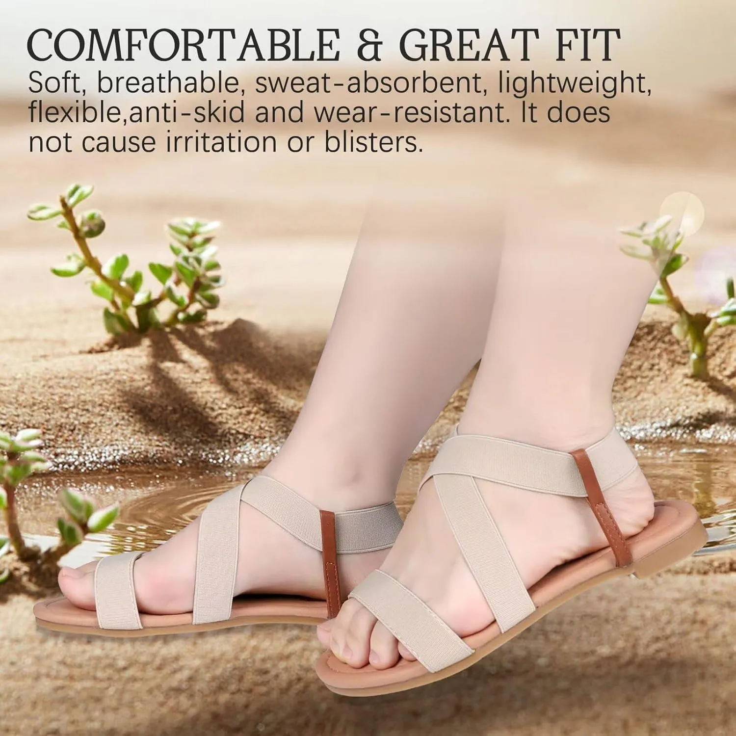 DAYDAYGO Women's Elastic Flat Sandals