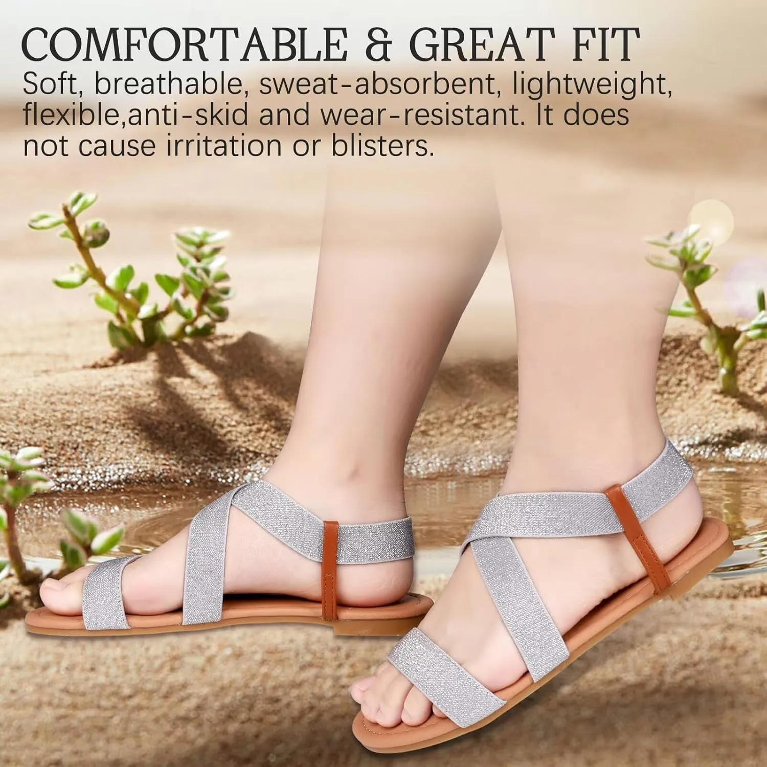 DAYDAYGO Women's Elastic Flat Sandals