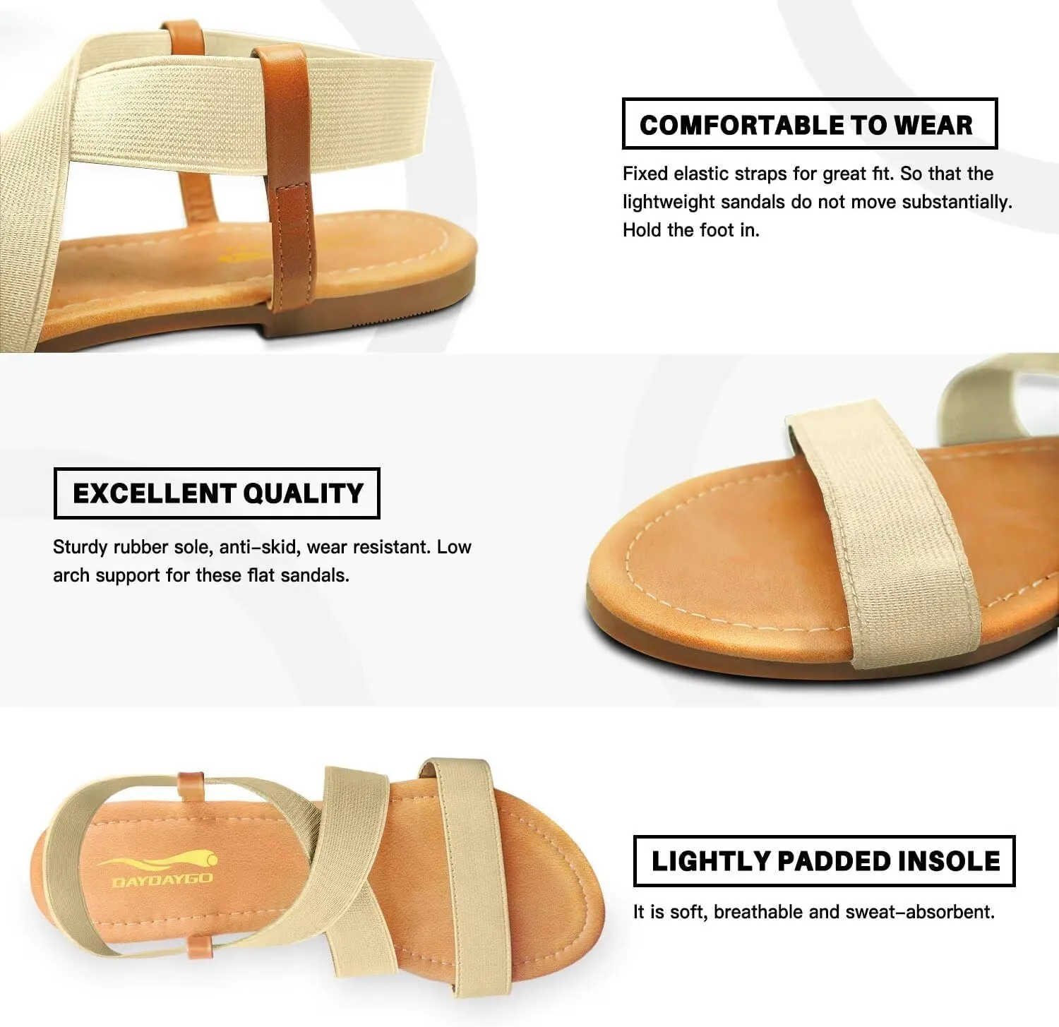 DAYDAYGO Women's Elastic Flat Sandals