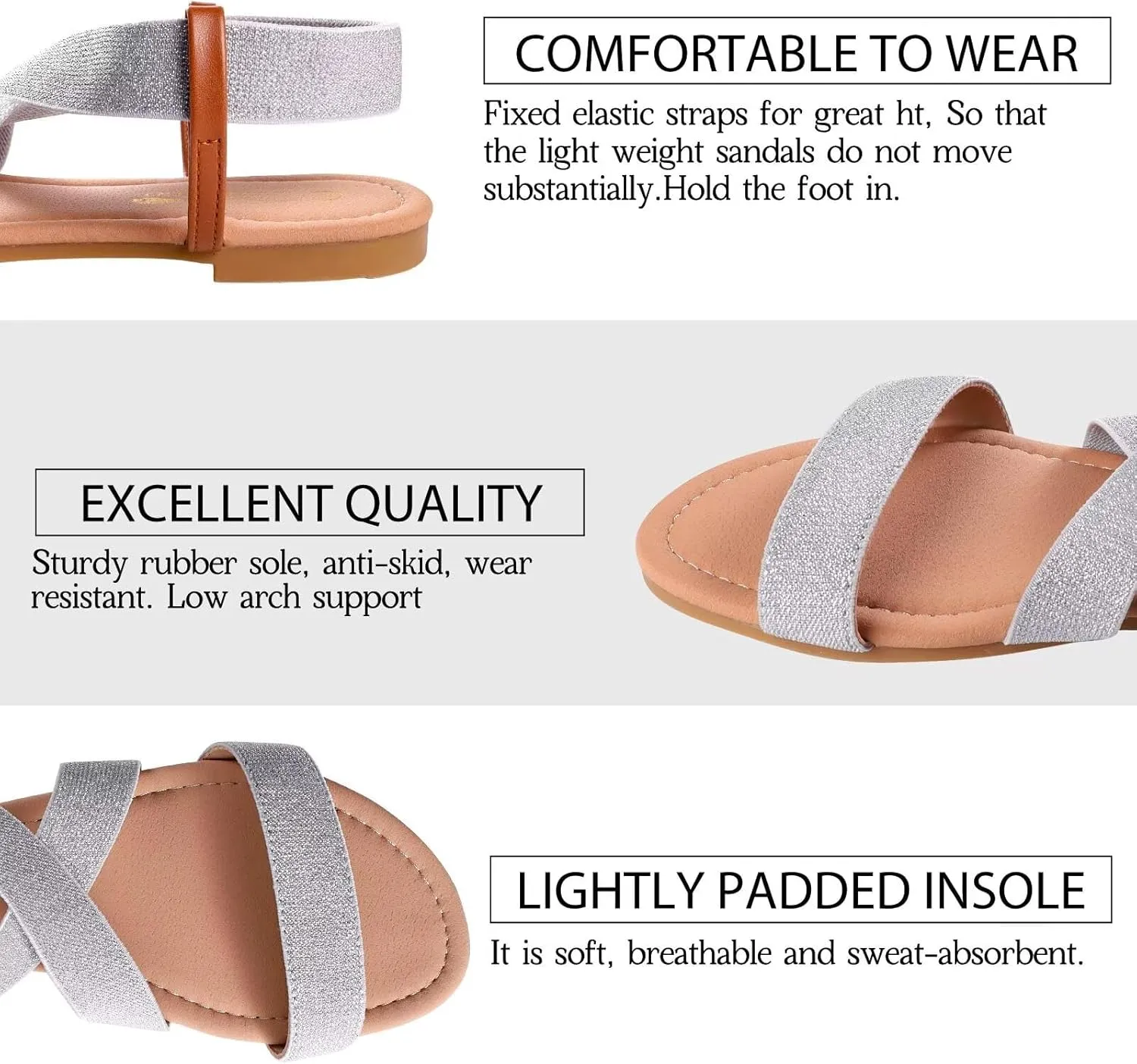 DAYDAYGO Women's Elastic Flat Sandals