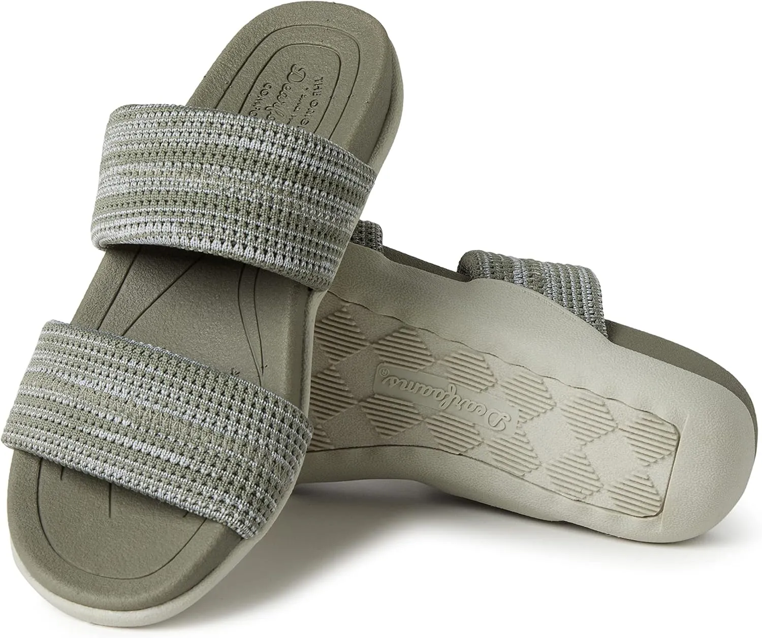 Dearfoams Women's Original Comfort Blair Slip on Double Band Slide Sandal with Arch Support