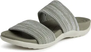 Dearfoams Women's Original Comfort Blair Slip on Double Band Slide Sandal with Arch Support